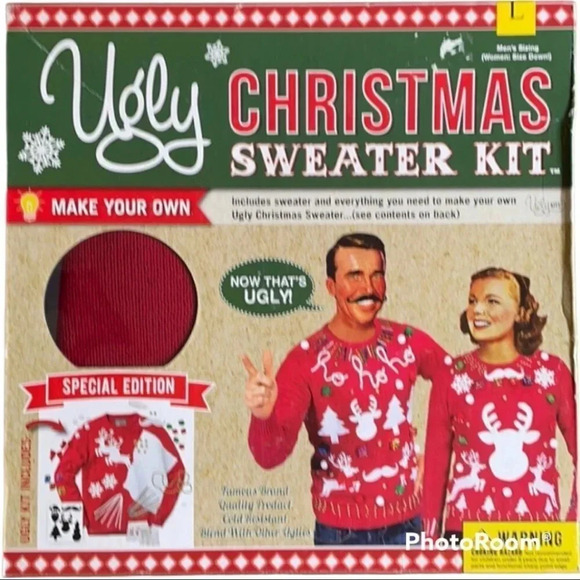 Ugly Christmas Sweater DIY Kit Decorate Your Own Sweater Included in Kit Large - Picture 1 of 5